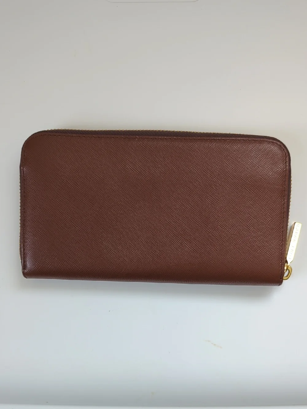 Tory Burch Robinson Zip Around Brown Saffiano Leather Wallet
